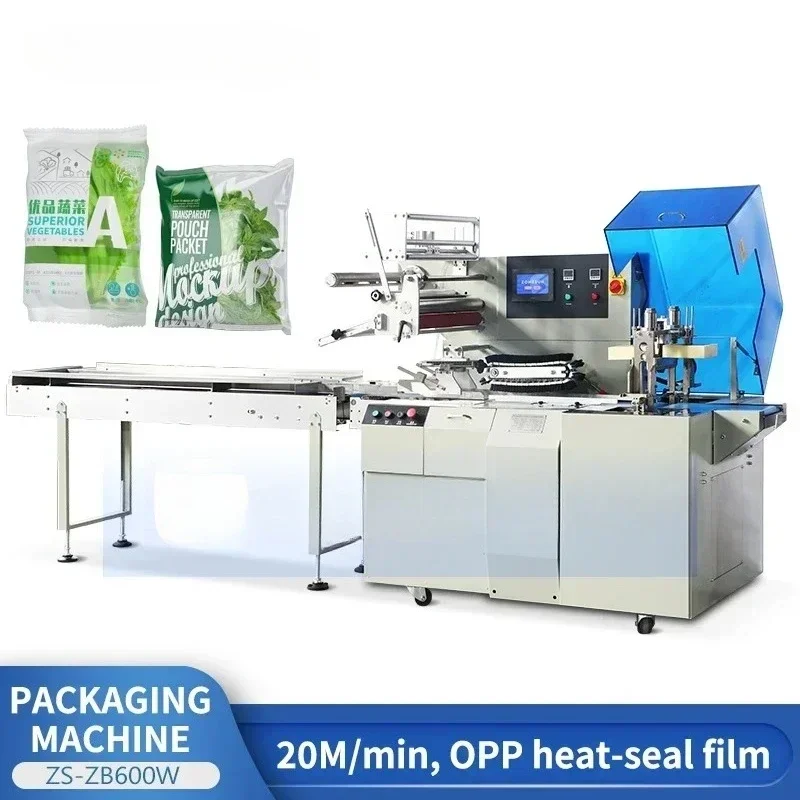 Horizontale Form-Fill-Seal Flow Wrapper Kissen Verpackungsmaschine Gemüse Flow Wrap Verpackungsmaschine ZS-ZB600W