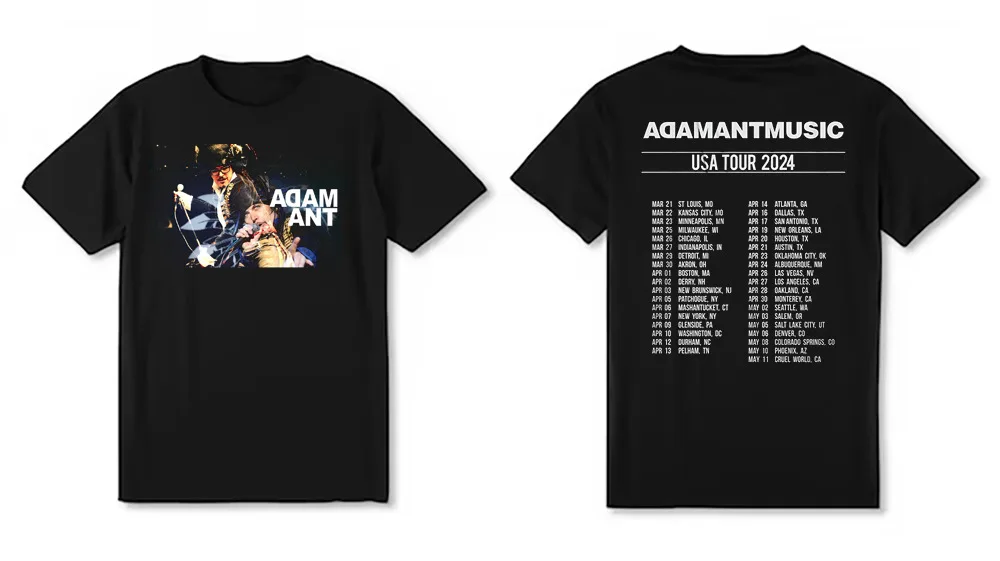 Adam Ant 2024 ANTMUSIC Tour Black T-shirt Two-sided All Size Unisex TT110