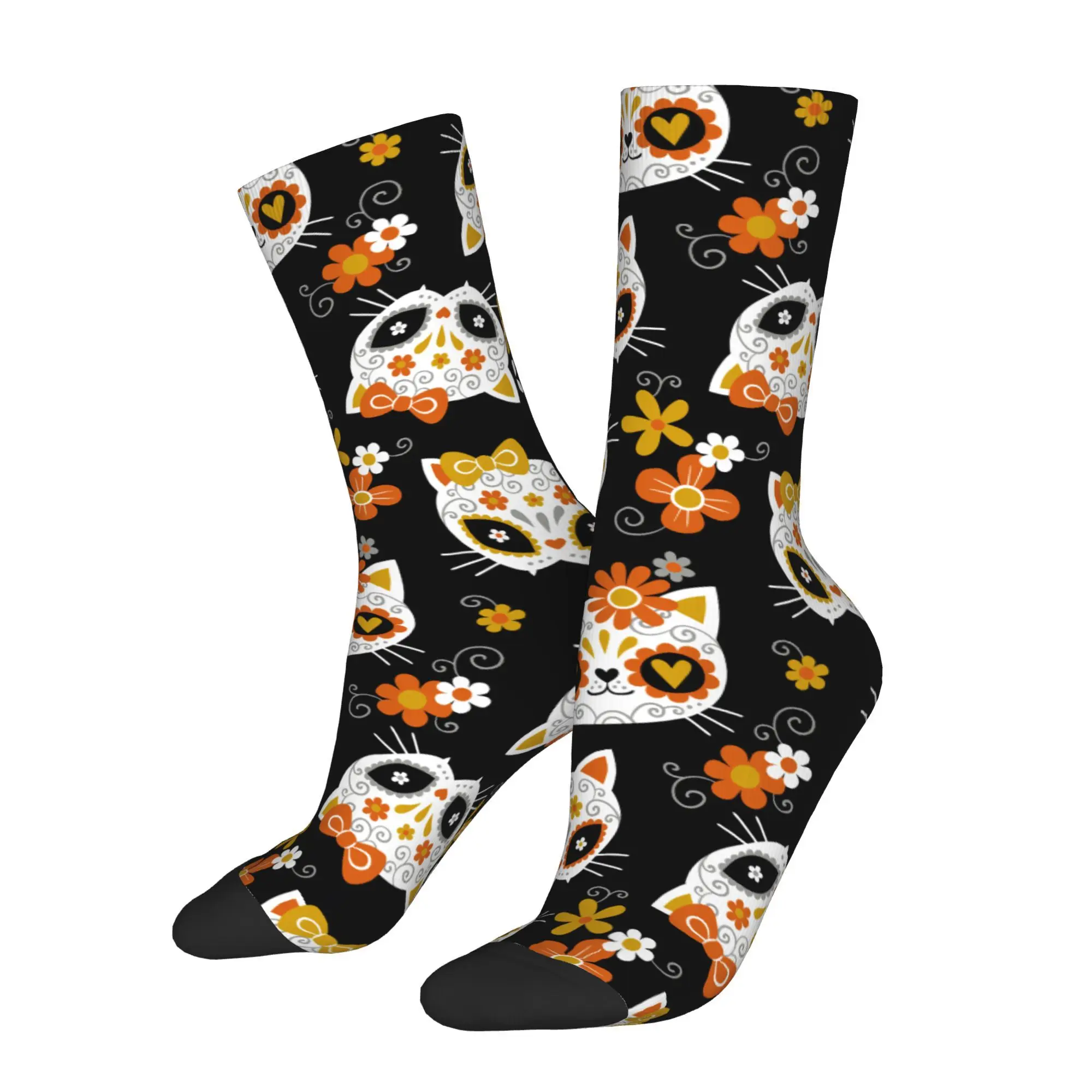 

Mexican Flower Cat Skull Sock Printed Man Polyester