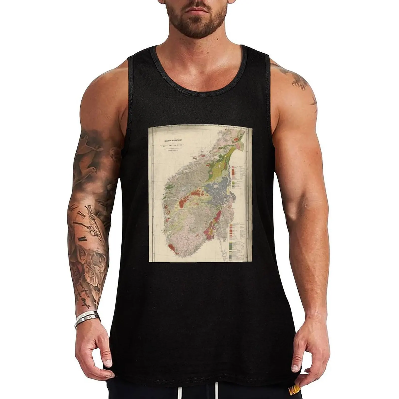 Vintage Geological Map of Norway (1878) Tank Top High Stretch Tank Top Athletic Fit Workout Shirt