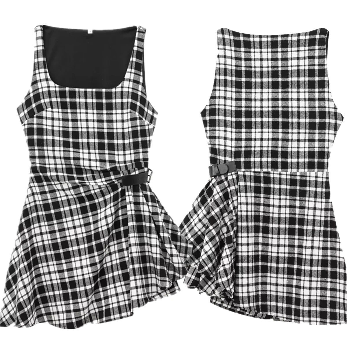 

Maxdutti British Plaid Vest Dress Winter Flannel Pleated Dress Women Tops Scottish Academy Style Mini Dress Girls