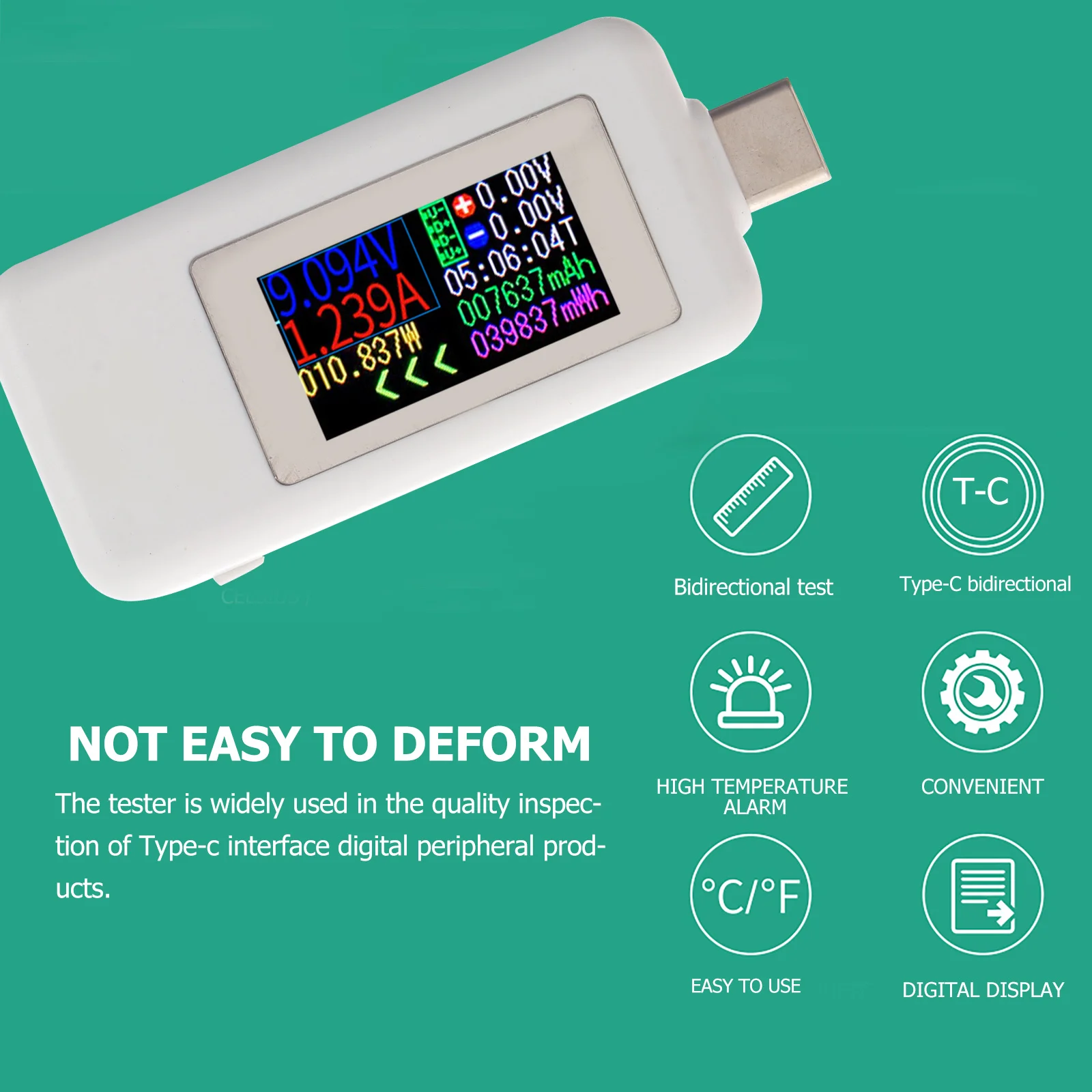 

USB Type-C Tester Digital Screen Voltage Current Power Detection Professional Instrument Sampling Circuit Accuracy
