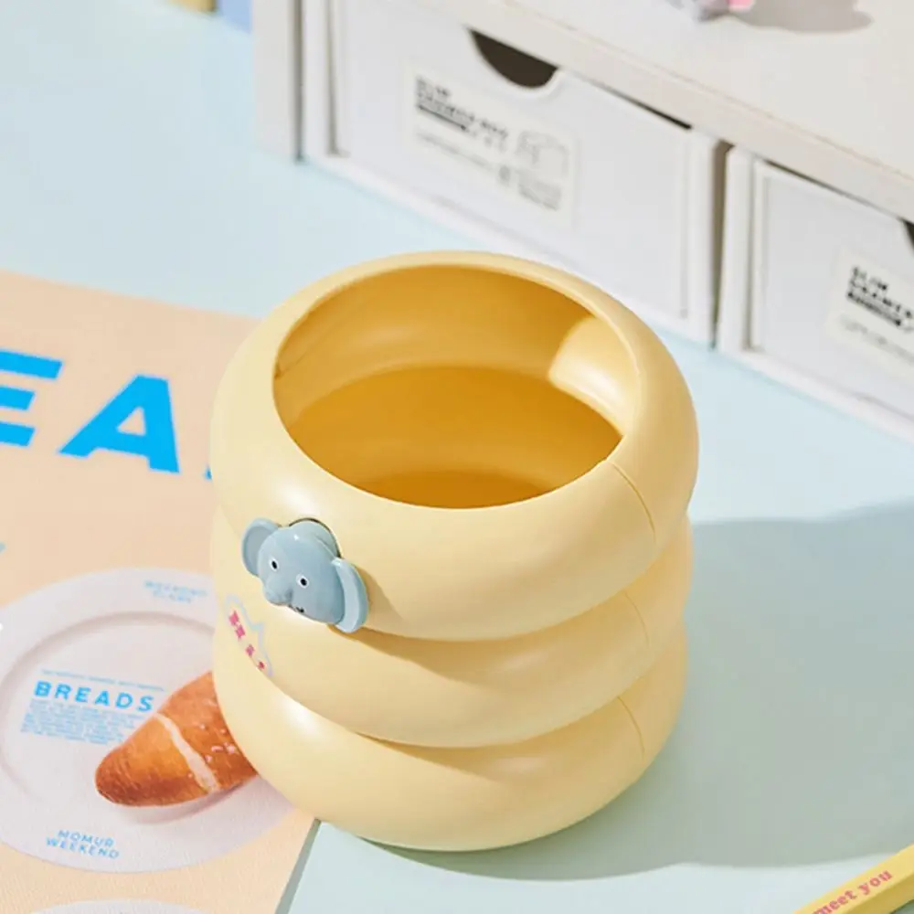 Круглый/квадратный держатель для ручек, многофункциональный милый мультяшный пластиковый пенал, прочный креативный настольный контейнер для ручек, аккуратный стол