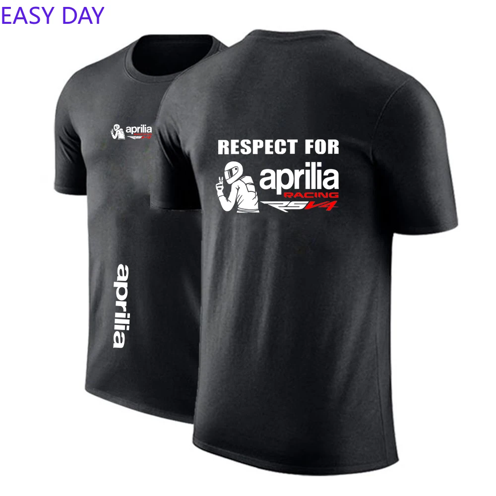 2024 Summer Men's Respect For Aprilia Racing RSV4 Logo Print Loose Solid Color Popular High Quality Simplicity Short Sleve Tops