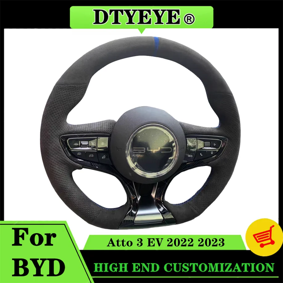 

Customized Car Steering Wheel Cover For BYD Atto 3 EV 2022 2023 DIY Car Interior Accessories Suede Original Steering Wheel Braid