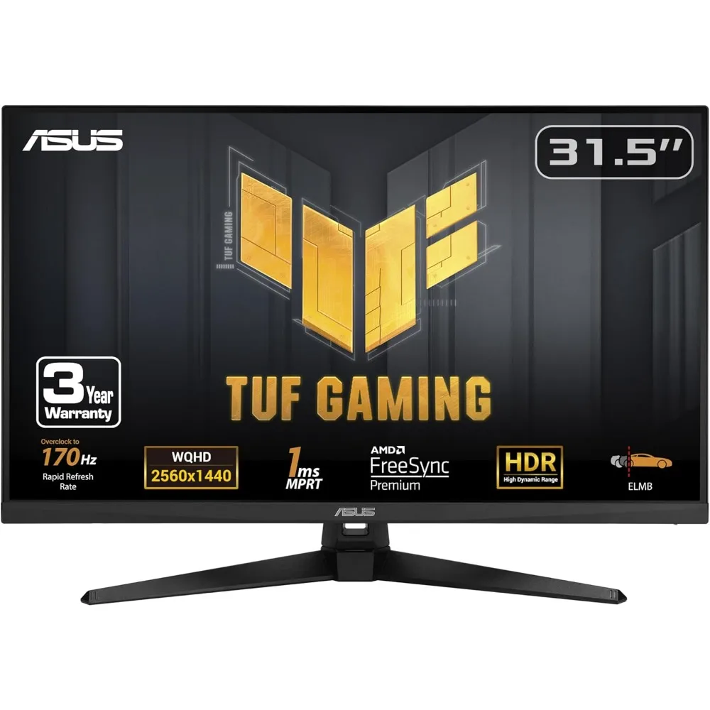 TUF Gaming 31.5” 1440P HDR Monitor (VG32AQA1A) - QHD (2560 x 1440), 170Hz, 1ms, Extreme Low Motion Blur, FreeSync Premium,