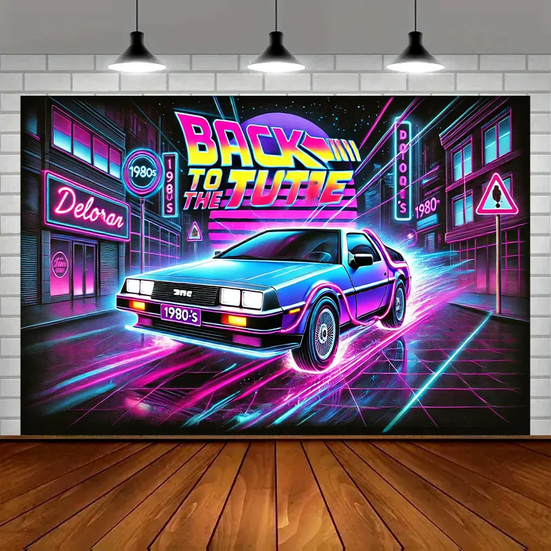 1 Stück Vivid „Back to the Futuristic Neon City“ Polyester-Partybanner – Neon-Partydekoration