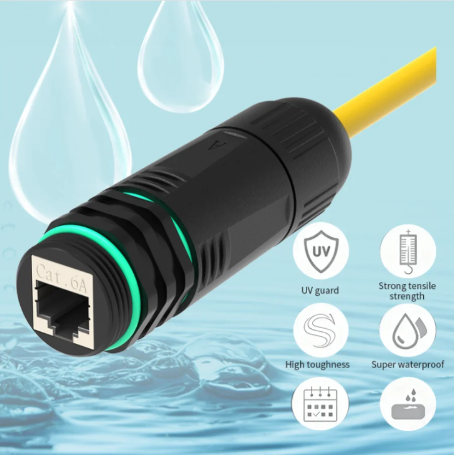 IP68 방수 CAT6A RJ45 커플러 비차폐 실외 이더넷 LAN 케이블 커넥터 UV 노화 방지 설치가 용이함