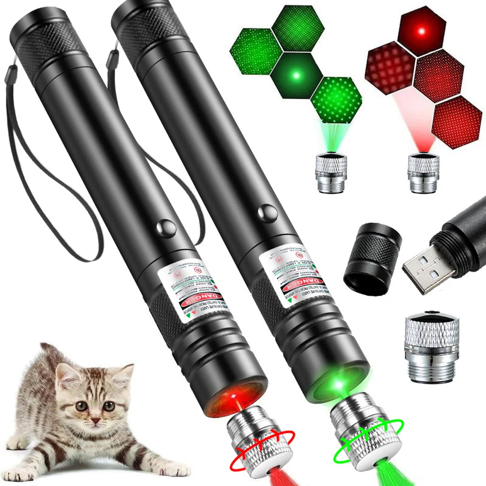 USB-мини-лазерная указка зеленого цвета с LED-подсветкой, красный лазер 710 для кошек, интерактивная игрушка, яркая анимационная указка, красная лазерная ручка