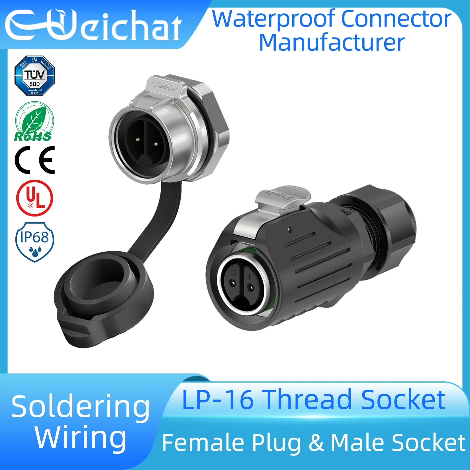 

Waterproof Electrical Connector LP16 M16 2/3/4/5/7/8/9 Pin Soldering Wire Aviation Connectors Panel Mounting Plastic+Metal