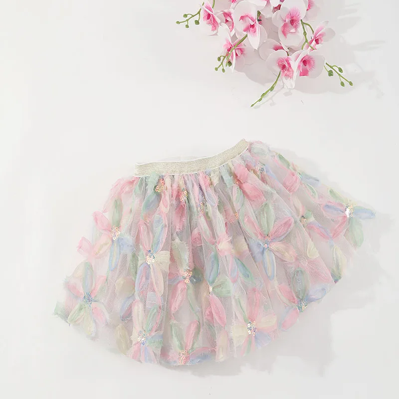 Baby Girl Clothes Cute Floral Pink Tutu Skirt Kids Princess Girls Skirt Ball Gown Pettiskirt Birthday Party Kawaii Skirts