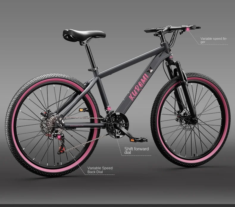 SKIG Women's Mountain Bike With Variable Speed Men's Double Disc Brake And Youth Shock-absorbing Bike