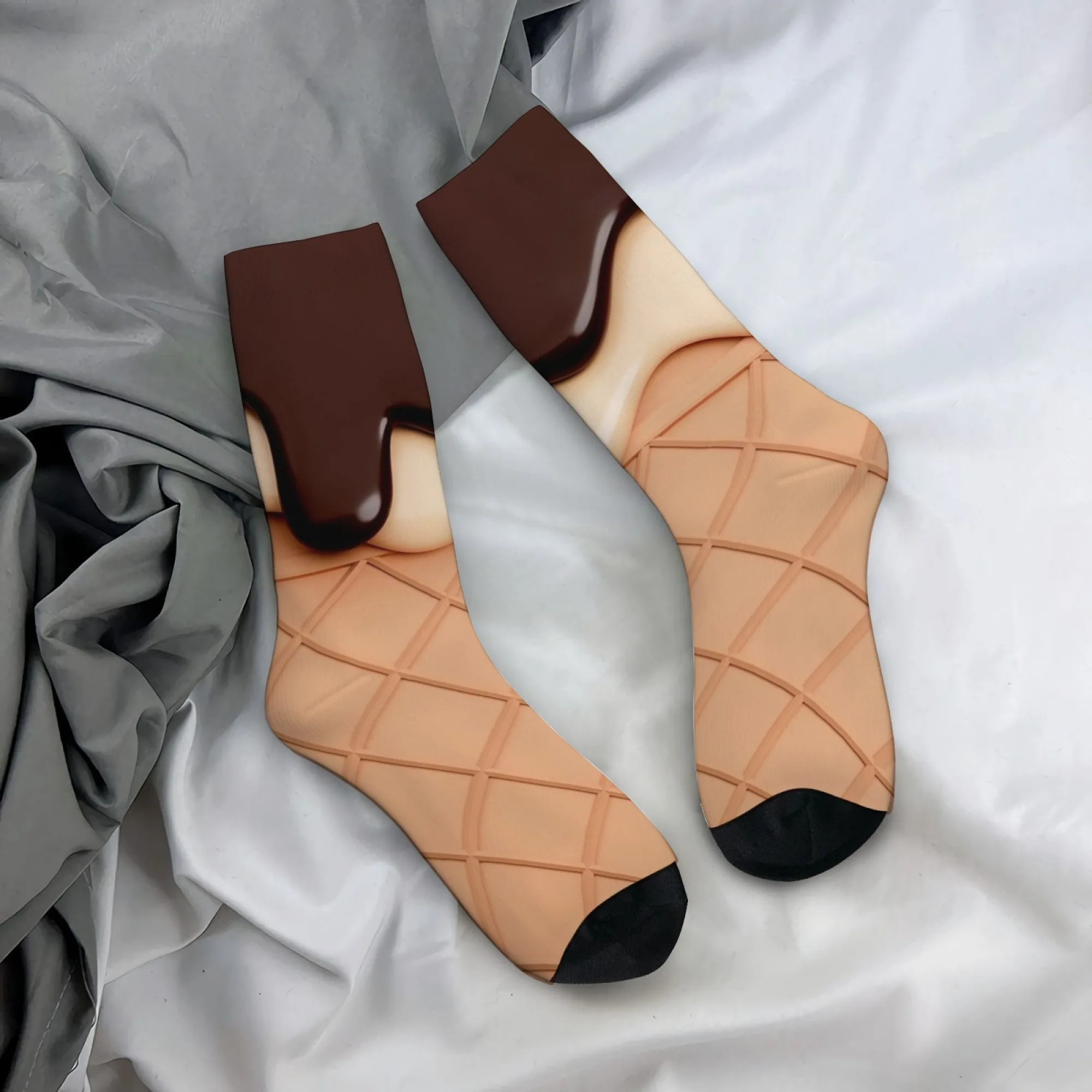 

Chocolate Ice Cream Socks Soft Non-slip Snug Fitting Men's Socks Outdoors Travel Socks Cycling Cute Stylish and Cartoon Socks