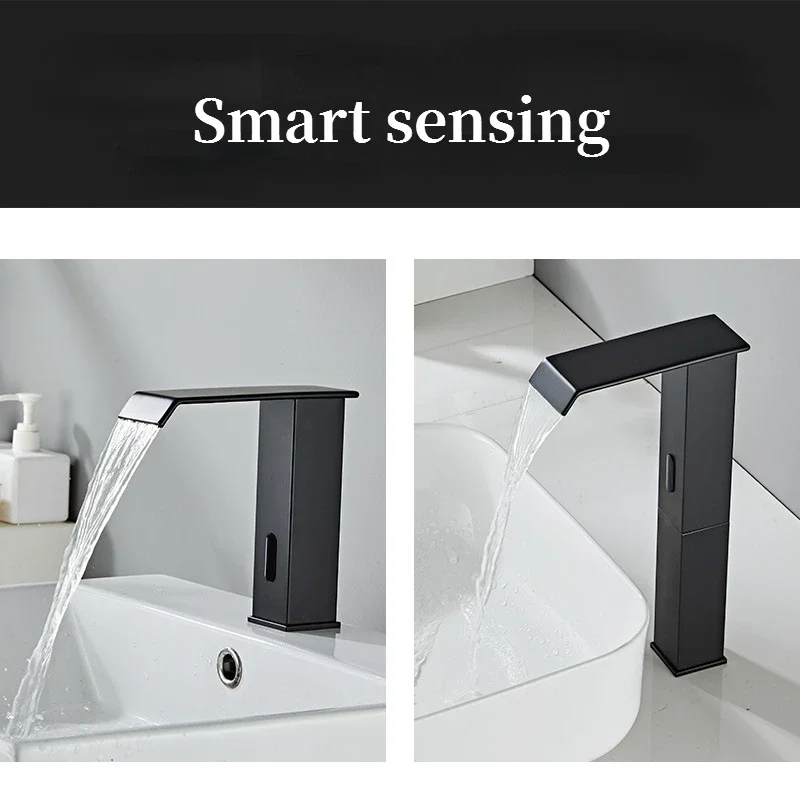 Smart sensor faucet Automatic Sensor Water Mixer Crane Free Touch Sink Tap Bathroom  Faucets Black  Faucet