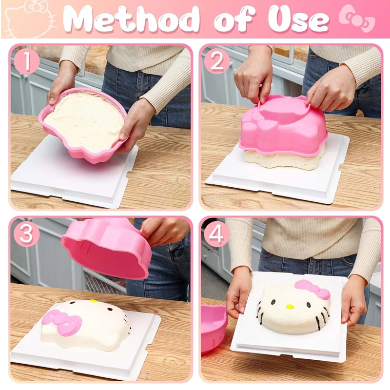 Cute Pink Cat Silicone Cake Mold Pastry Bread Chocolate Making Mold Cartoon DIY Cake Decor Dessert Baking Tools Accessories Gift