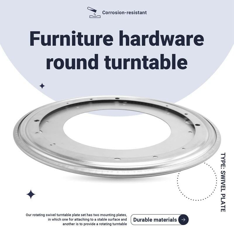 ABXH 12 인치 원형 아연 도금 턴테이블 회전 회전판 주방 및 디스플레이 테이블 하드웨어