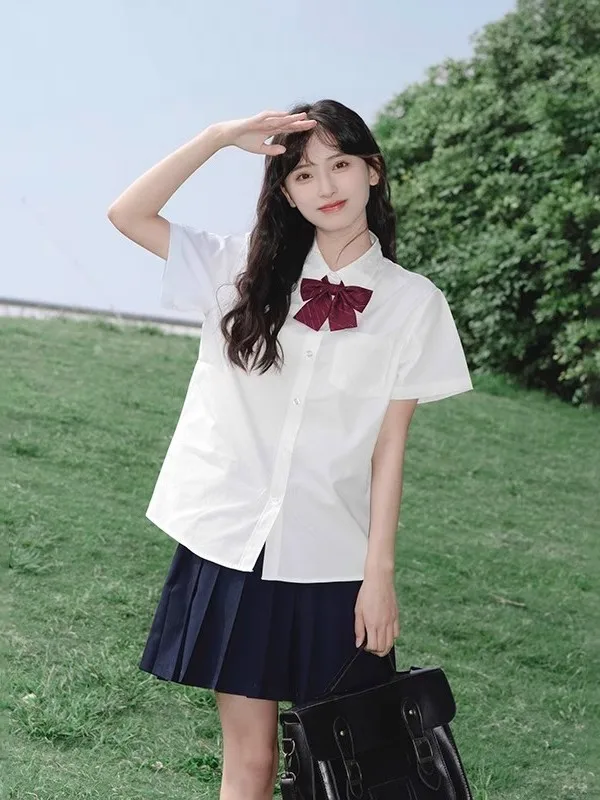 

Graduation Photo Short Sleeve White Shirt JK Inner Basic Style Japanese School Wind Long Sleeve Shirt Women's Uniform Top