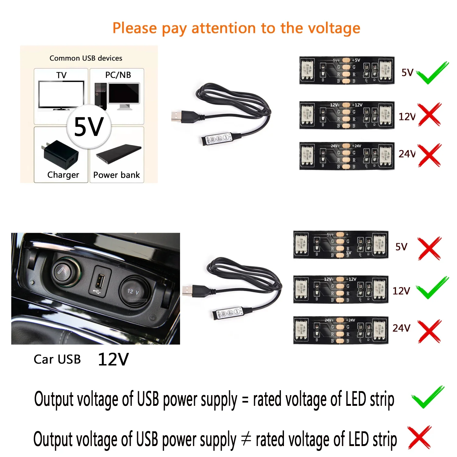 0.5m 1m RGB Controller 5V USB Connector Cable 4pin Line Dimmer 3 Keys for 5V 5050 2835 RGB LED Strip Ribbon TV Backlight Light