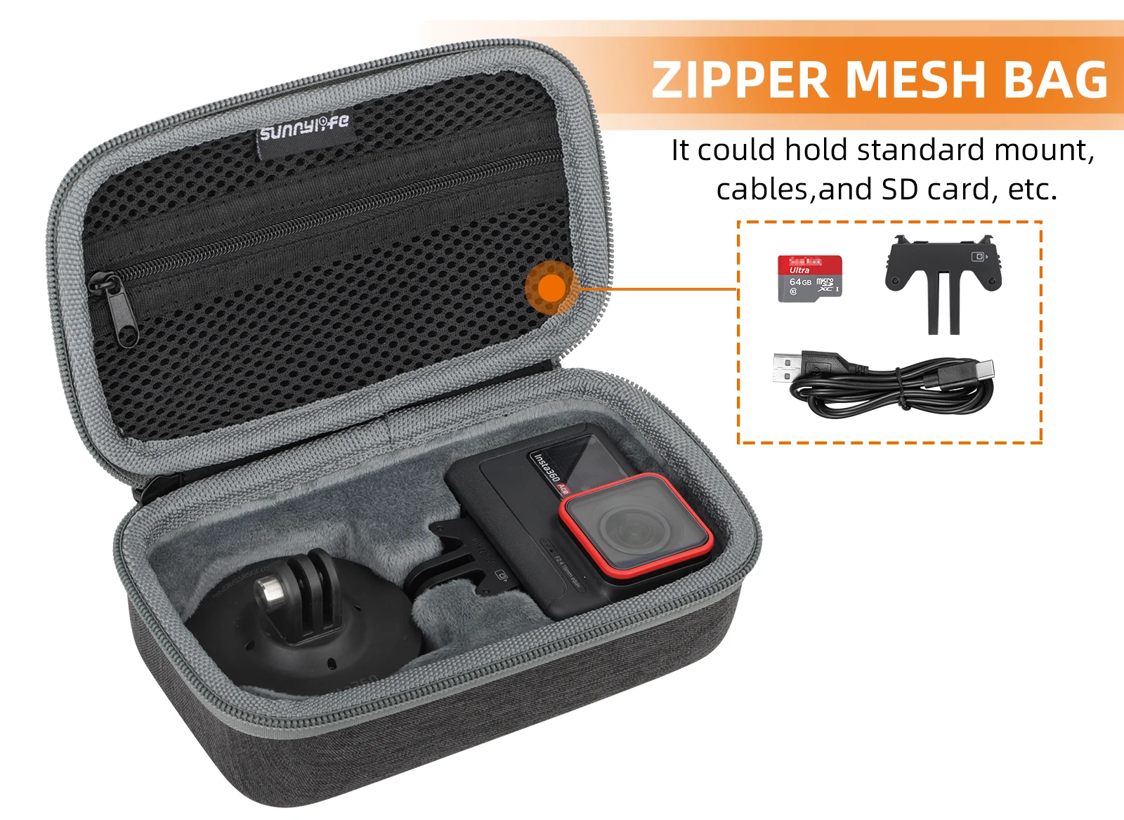 Bolsa de armazenamento padrão de alta qualidade para insta360 ace/ace pro bolsa de armazenamento portátil cinza pacote padrão caixa protetora acessórios