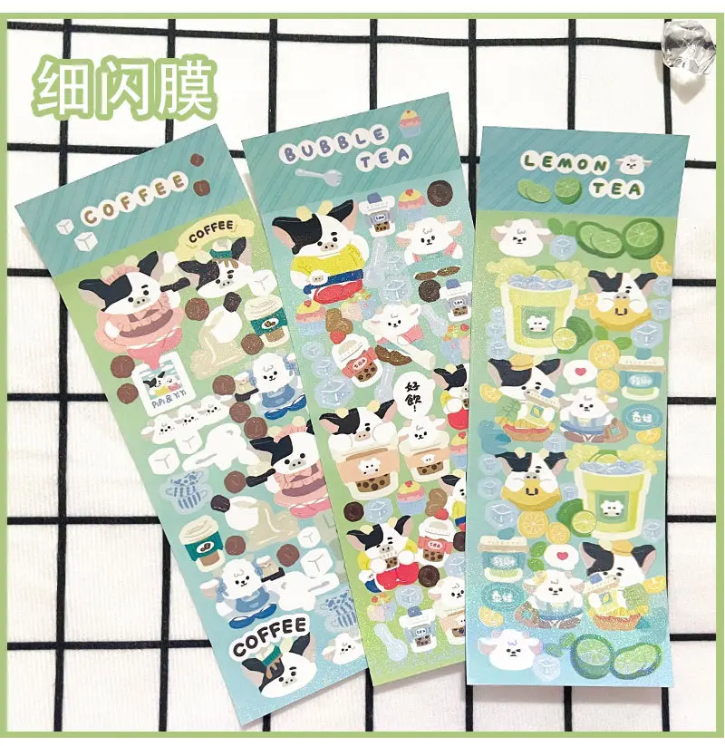 Laser Cow Sticker Photo Diary Book Diy Decorative Material Sticker Stationery Sticker Kawaii