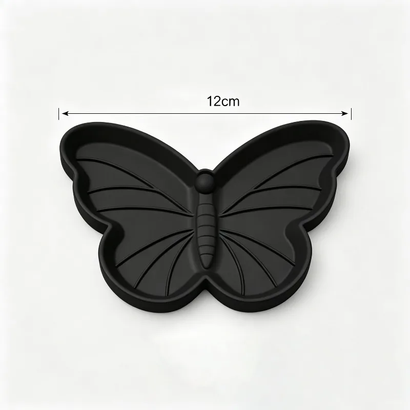 Black Butterfly Shaped Jewelry Tray 3D Printed Decorative Trinket Dish Minimalist Ring Earring Necklace Storage Holder