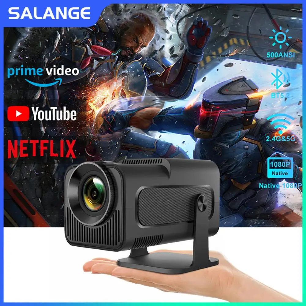 Salange HY320 Netflix Officially Licensed Version Projector Android 13 With Amlogic S950D4 1080P 500ANSI 2.4/5G WiFi BT5.2 Voice