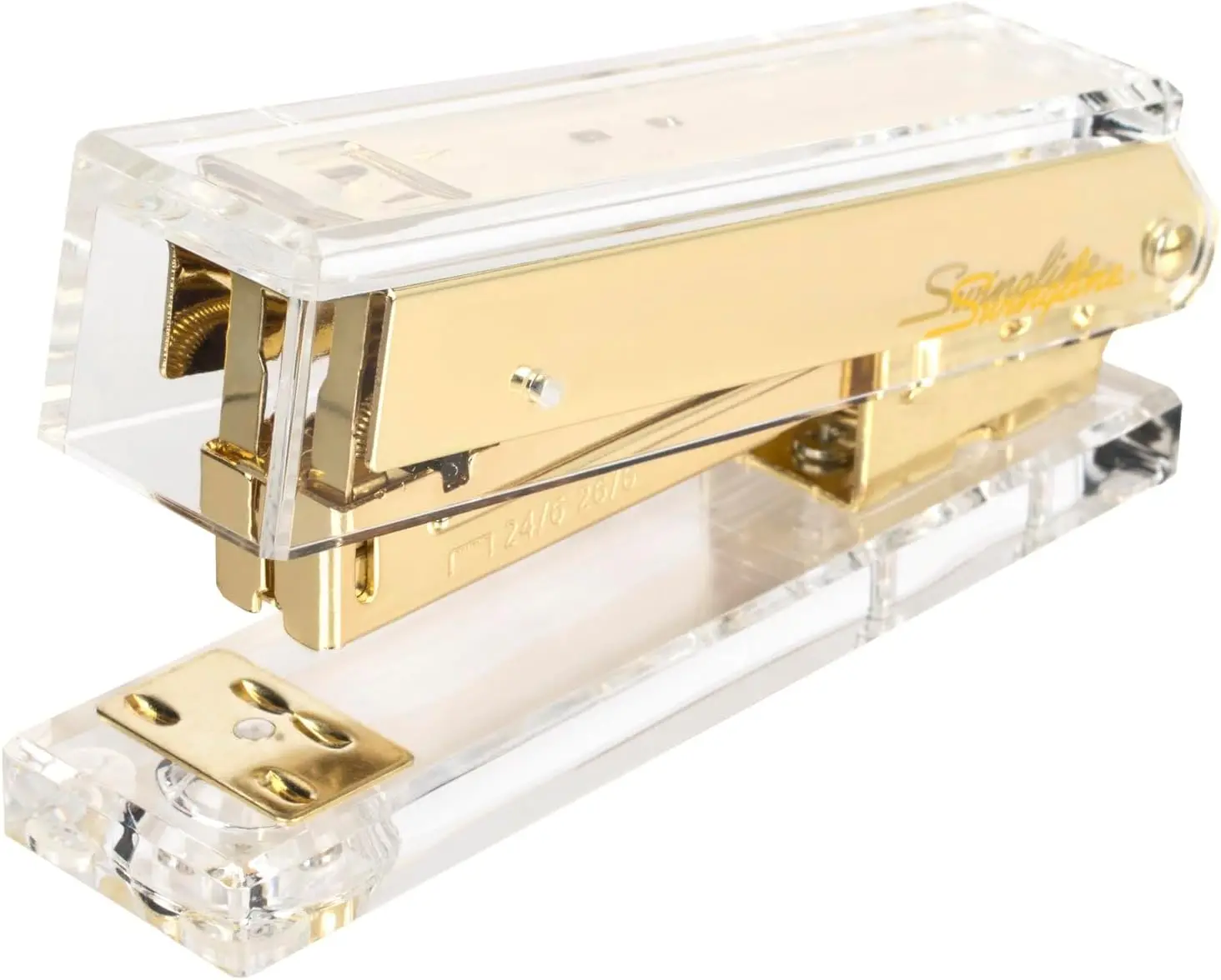 Clear Acrylic Gold Stapler, 20 Sheet Capacity, Half Strip, Transparent Desk Stapler