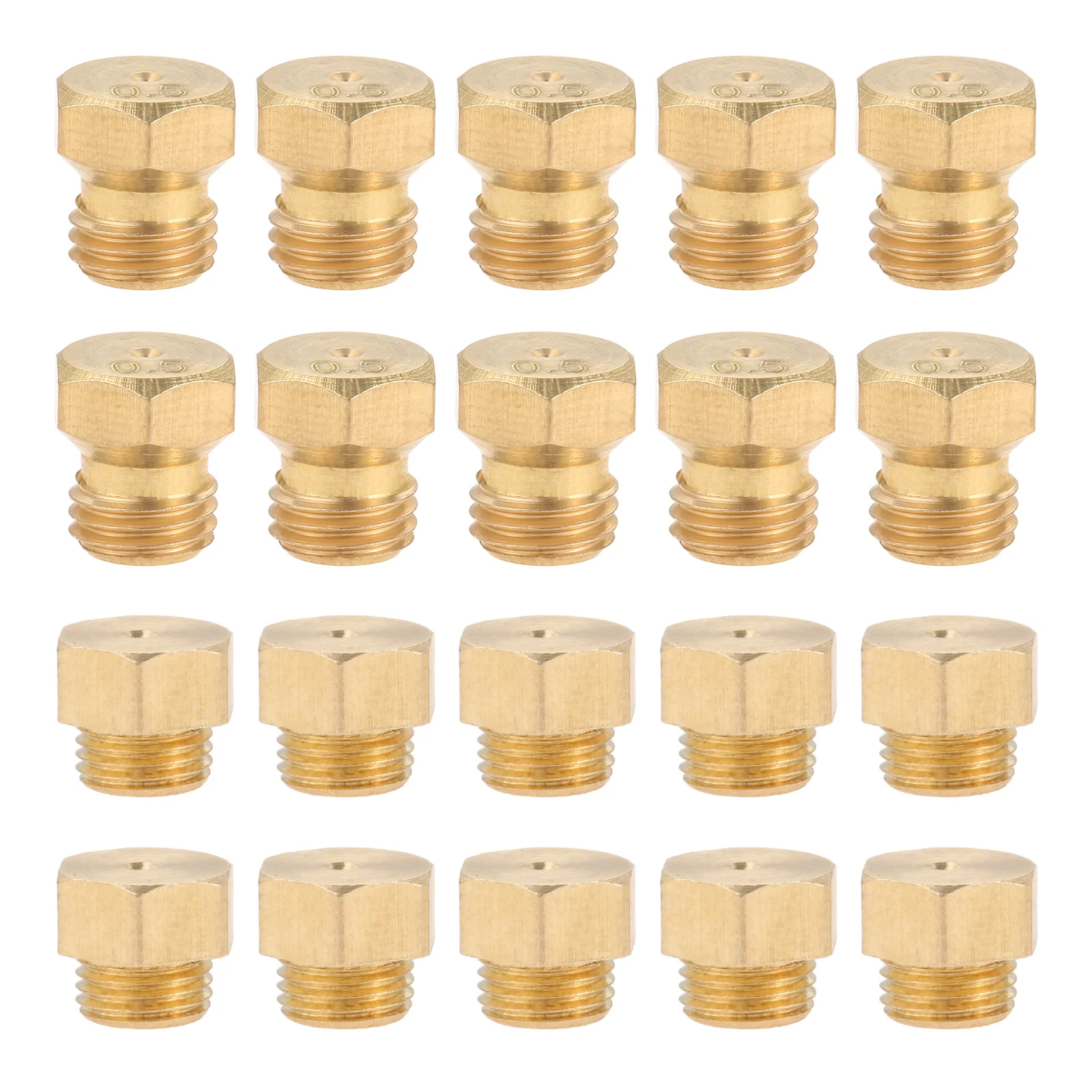 for Propane Lpg Gas Pipe Water Heater DIY Burner Parts Brass Jet Nozzles M5x0.5mm/0.68mm (10pcs) and M6x0.75mm/0.5mm (10Pcs)