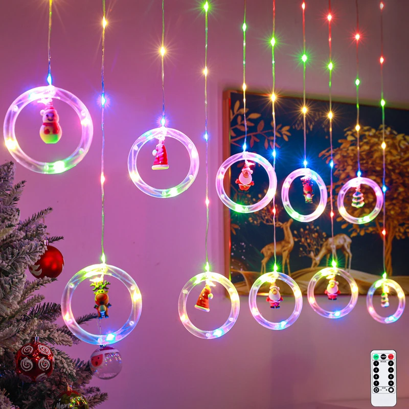 

LED Christmas Style Curtain Lights Remote Control Fairy String Light for Garden Patio Wedding Party Xmas Decor Waterproof Lamp