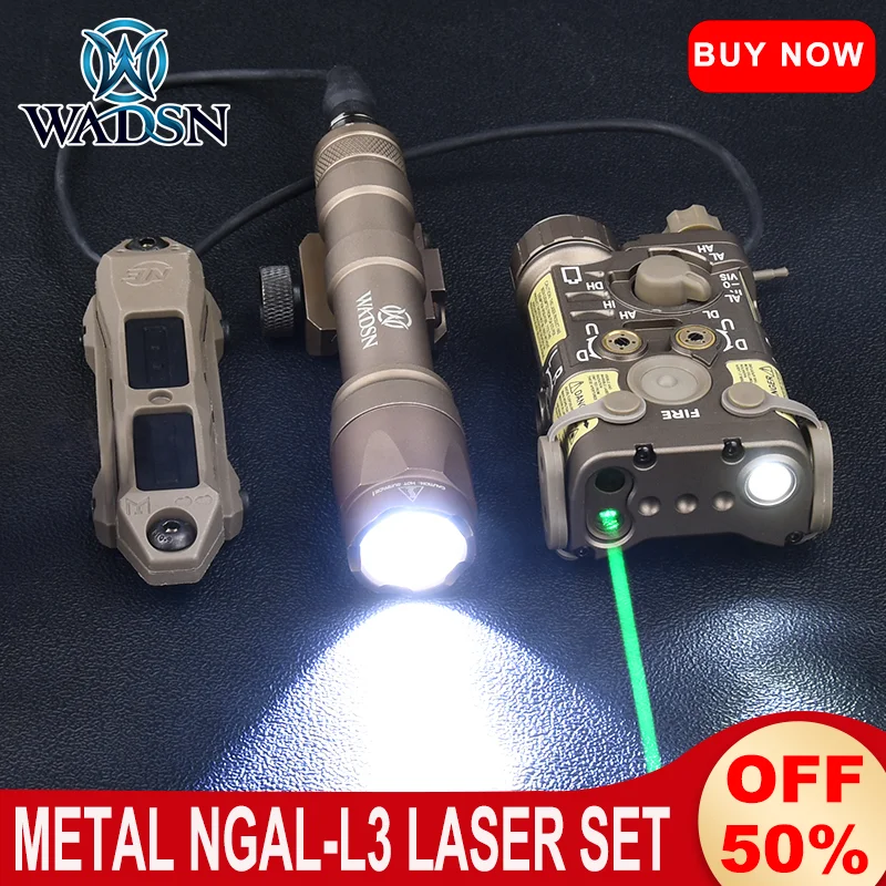 

Full-Metal Wadsn NGAL IR Pointer Red Green Blue Laser Mlok Keymod Dual Switch M300A Hunting Scout Light M600C Flashlight Set