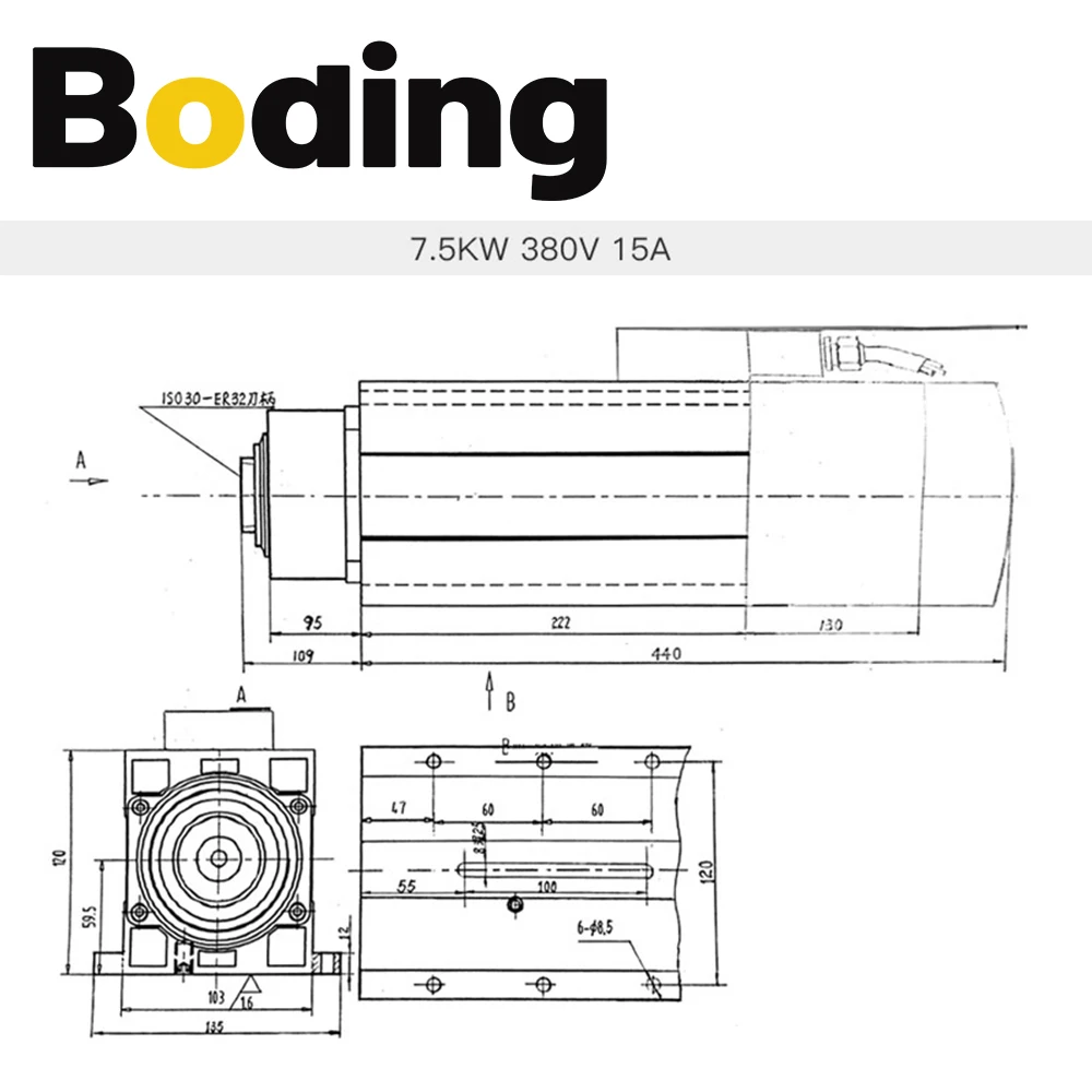 CNC ATC Spindle Motor 4.5kw 7.5kw Automatic Tool Change spindle Air Cooled Spindle 380V Spindle iso30 for CNC Wood Machine tools