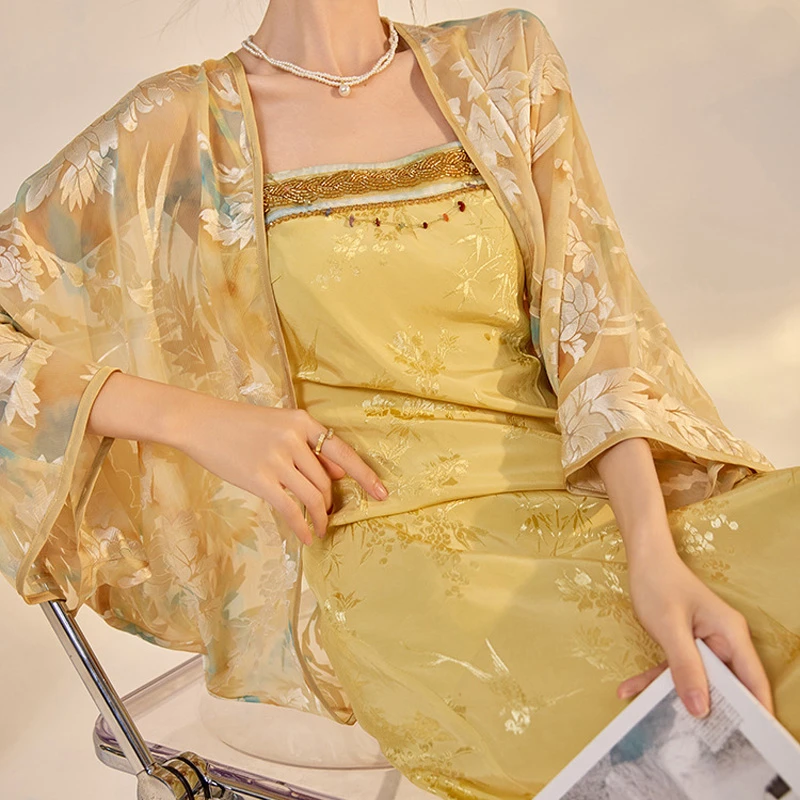 

New Chinese Style Cardigan Gown Luxury Embroidery Female Coat Japanese Kimono Yukata Haori Top Shirts Summer Streetwear