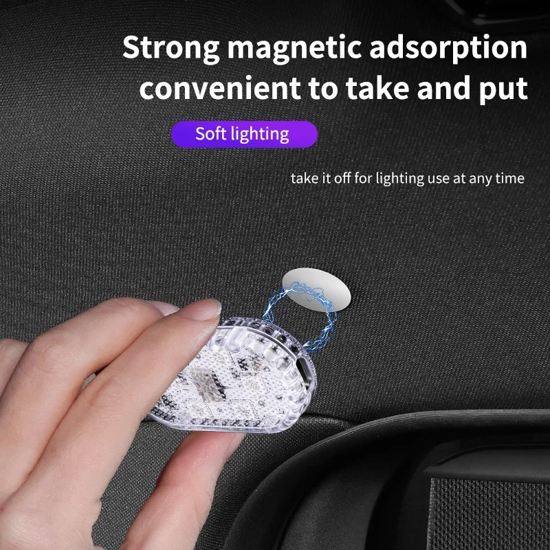 Multi Color Car Lights Wireless LED Touch Light Roof Ceiling Sensor Read Lamp Mini USB Charging Light Auto Interior Accsesories