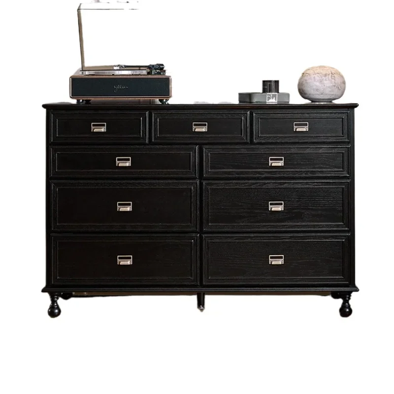 

American pure solid wood retro nine-chest cabinet, drawer type multi-layer storage bucket cabinet, entrance