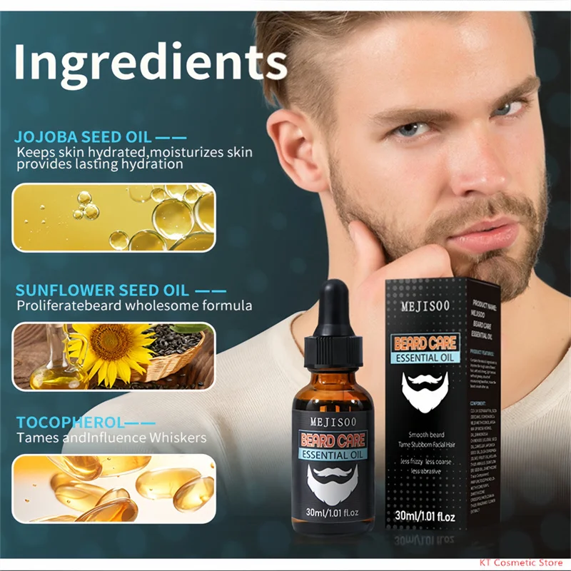 Natural Beard Care น้ํามันหอมระเหย Beard Growth Oil สําหรับชายหนา Fuller Longer Smooth เงาเคราผลิตภัณฑ์สุขภาพความงาม 30ml