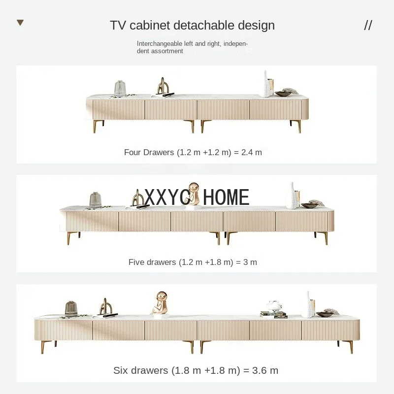 Mobile TV allungato e tavolo da tè combinato soggiorno moderno e minimalista gamba alta con mobiletto da pavimento