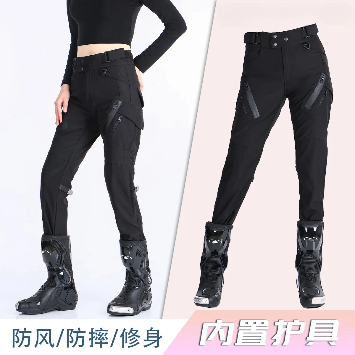 VOLERO Winter Motorcycle Riding Pants Windproof Waterproof Wear-resistant Drop-proof 4 Season Female Knight Velvet Warm