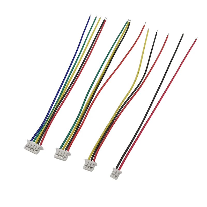 Conector hembra Mini Micro JST de 10 piezas, paso de 1,25mm, 2/3/4/5/6/8 Pines, con Cable negro y rojo, 10/15/20/30CM, 28AWG