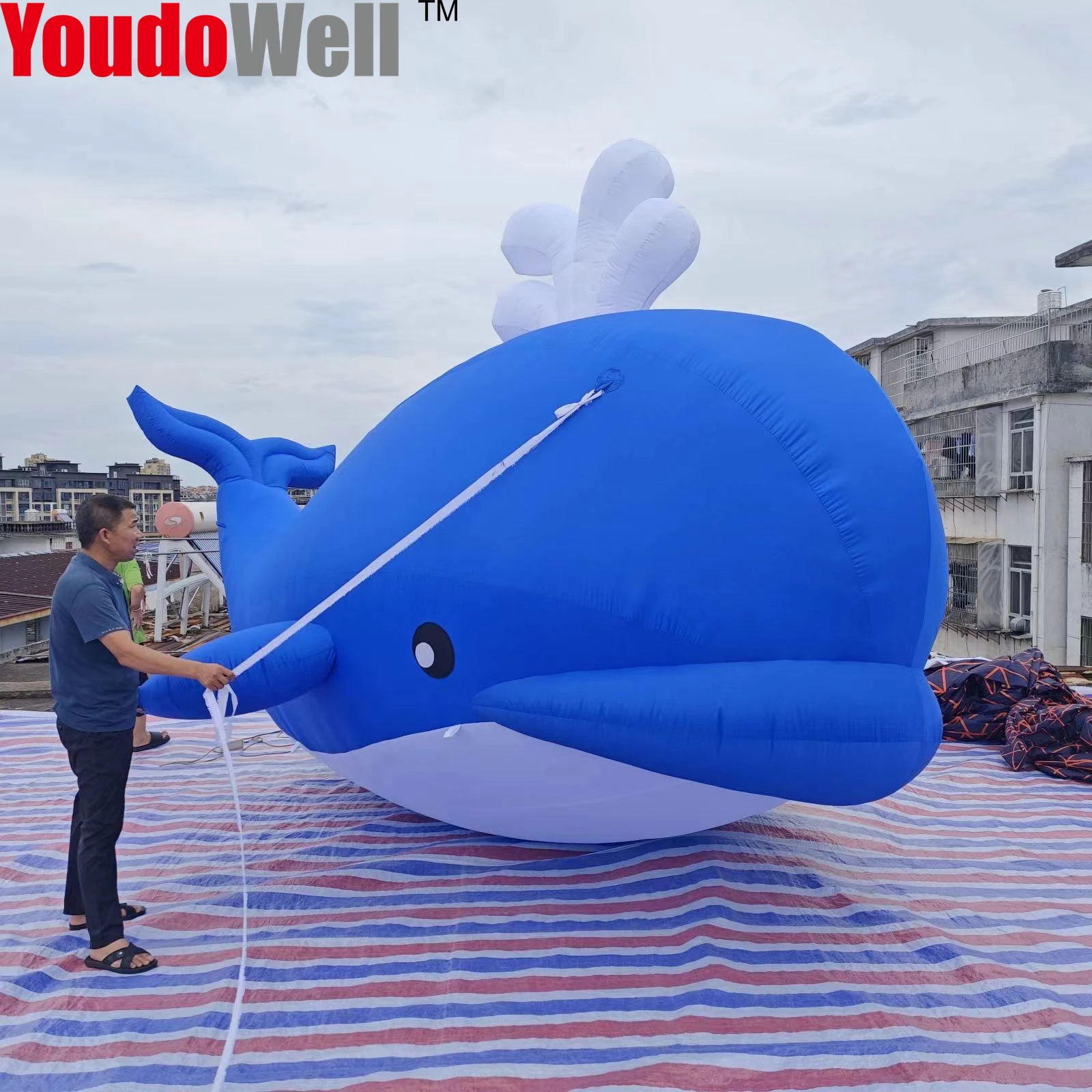 Modèle animal baleine gonflable avec souffleur d'air, décor de fête, fournitures rigouret décorations