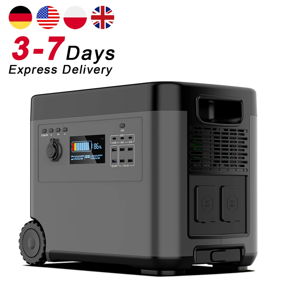 

2500Watts Germany Stock Commercial Portable Solar Station DIY Kit Lithium Battery Solar Generator for Home Outdoor Camping Car