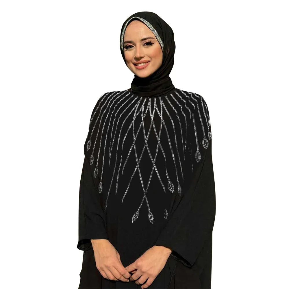 ชุดเดรสลำลองสไตล์ดูไบประดับเพชรแบบฮอตฟิกซ์สุดเก๋ คอลเลคชั่นใหม่ประจำฤดูร้อนปี 2025 สำหรับสุภาพสตรีชาวตะวันออกกลางในเทศกาลอีด อัล-ฟิตร์ ชุดคลุมมุสลิม