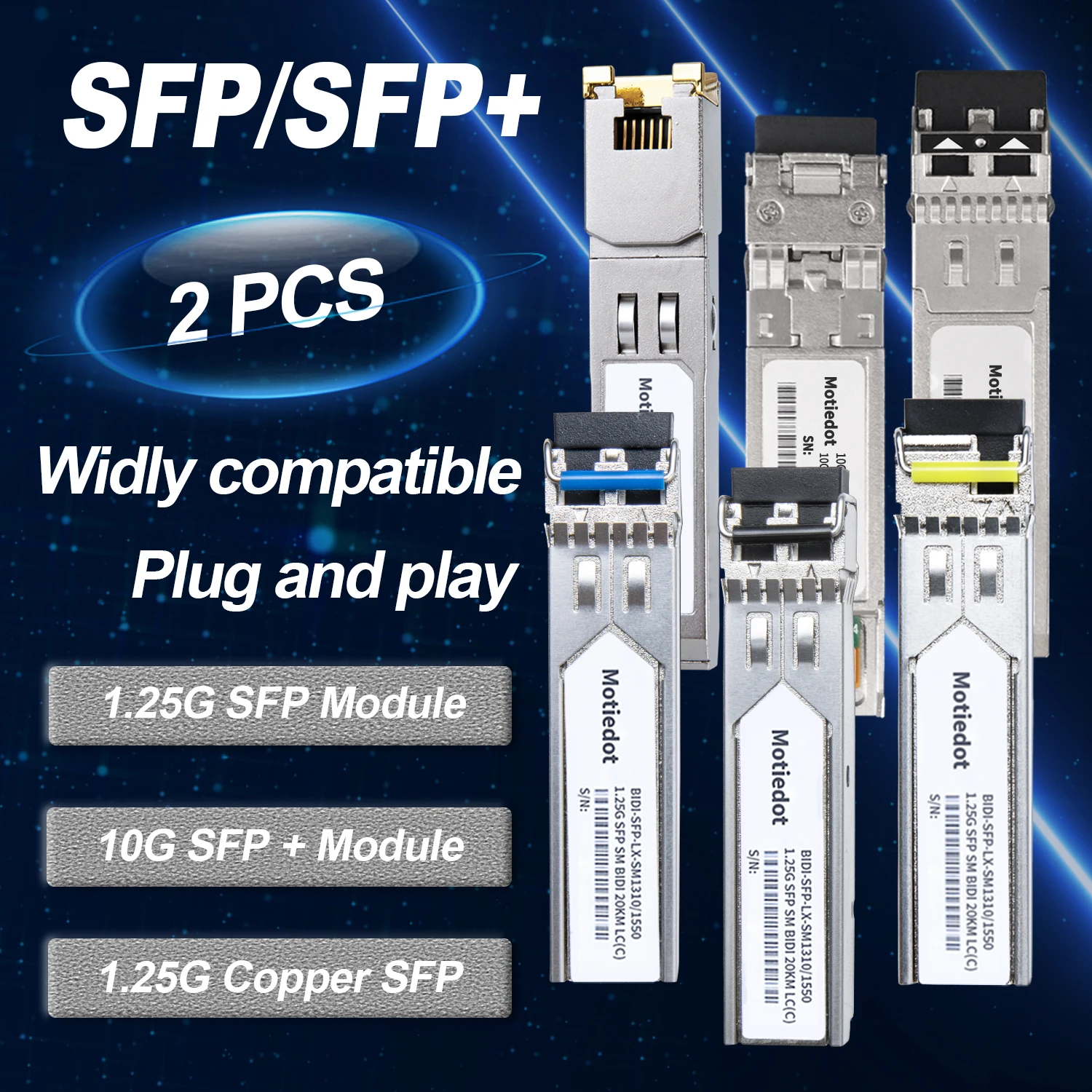 1.25 SFP and 10G SFP+ Fiber Optical Transceiver Module Multi Single Mode BIDI 500m-20km DDM for Cisco UBNT Mikrotik Netgear etc