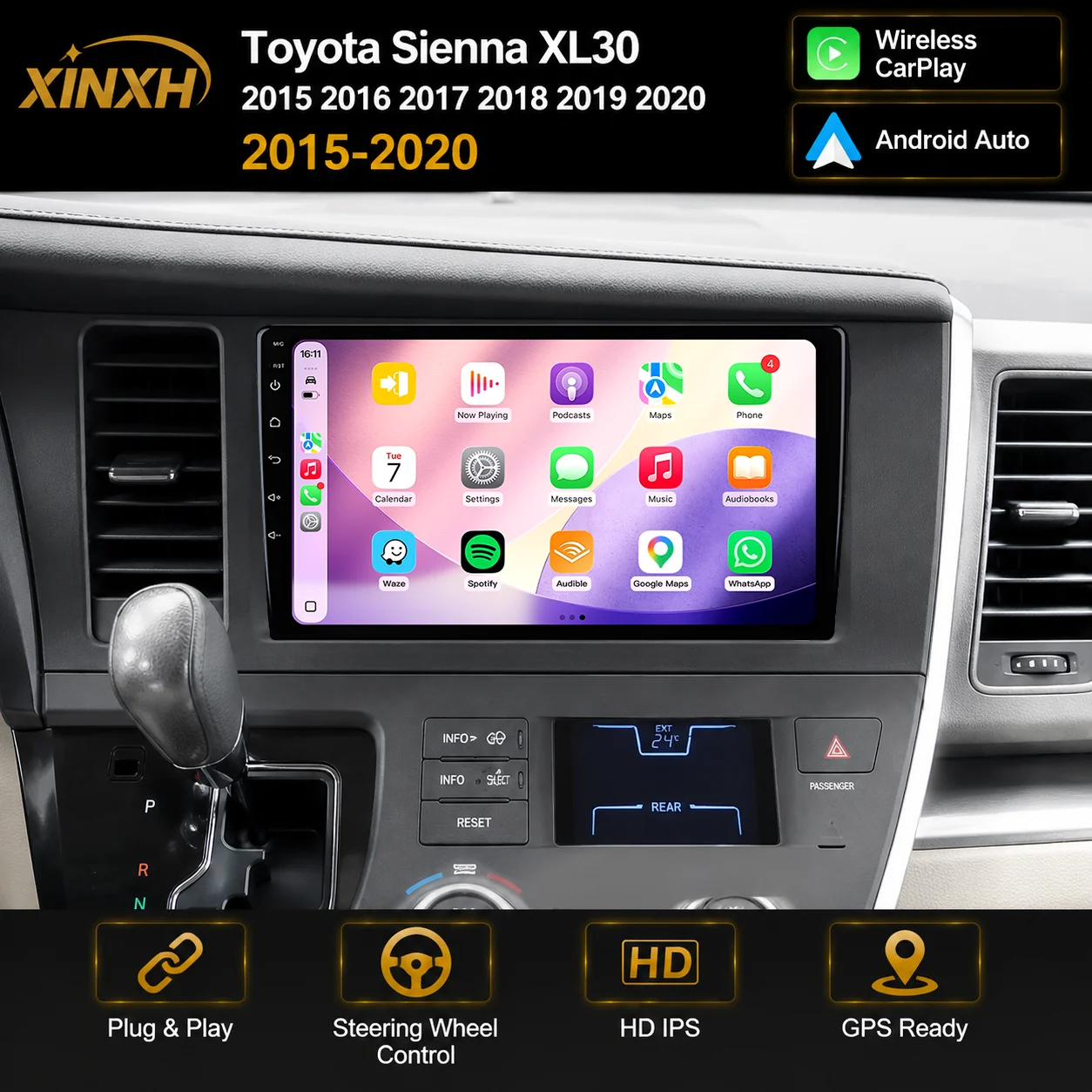 Car Stereo Radio For Toyota Sienna XL30 2015 2016 2017 2018 2019 2020 Carplay Android Auto Car Multimedia DSP 2 DIN Autoradio