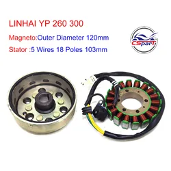 LINHAI Buyang MAJESTY YP250 250 260 300 ATV QUAD FLYWHEEL ROTOR ASSY MAGNETO COIL COVER 104MM