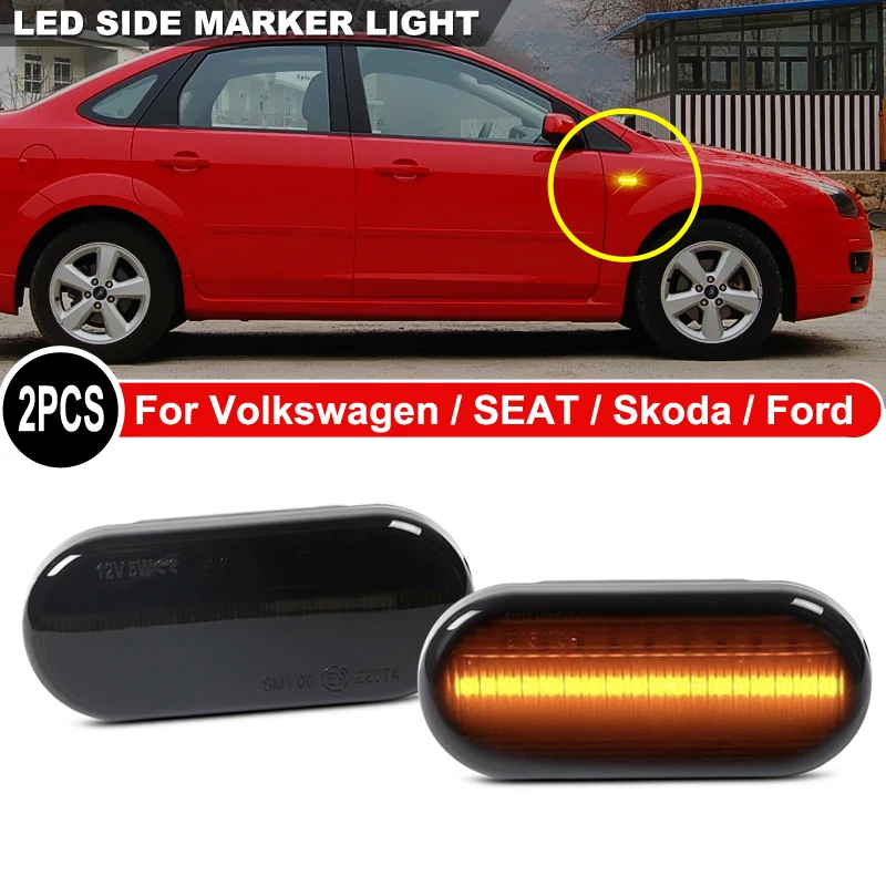 2Pcs LED Side Marker Light For VW Bora Golf 3/4 Passat 3B Polo 6N SEAT Ibiza 6L Leon Skoda Octavia 1U Ford C-Max Fiesta Focus