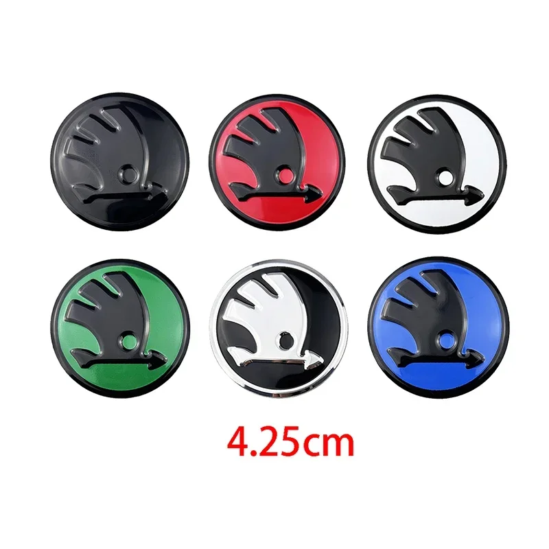 Aluminum Alloy 42.5mm Car Steering Wheel Center Stickers for SKODA Rapid Octavia Fabia 1 2 Karoq Kodiaq Yeti Superb Interior