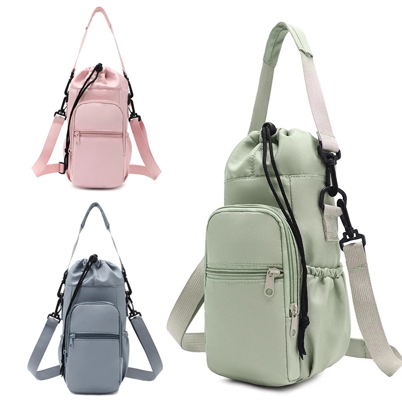 กระเป๋าใส่ขวดน้ำแบบพกพาพร้อมสายรัดปรับระดับได้แก้วเก็บความร้อนฉนวนกันความร้อนป้องกันกระเป๋าโทรศัพท์กระเป๋ากีฬาท่องเที่ยวกลางแจ้ง