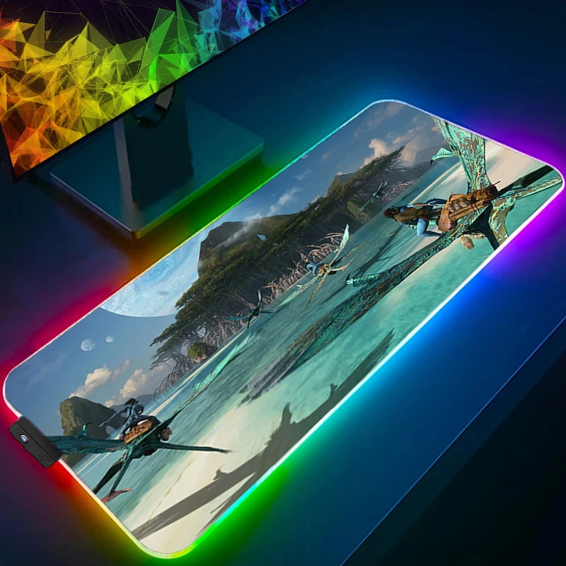 Tappetino per mouse RGB Bordo bianco Kawaii Avatar Tappetino per computer di tipo velocità per lettori e-sport Tastiera per laptop Tappetino per mouse LED Tappetino da scrivania