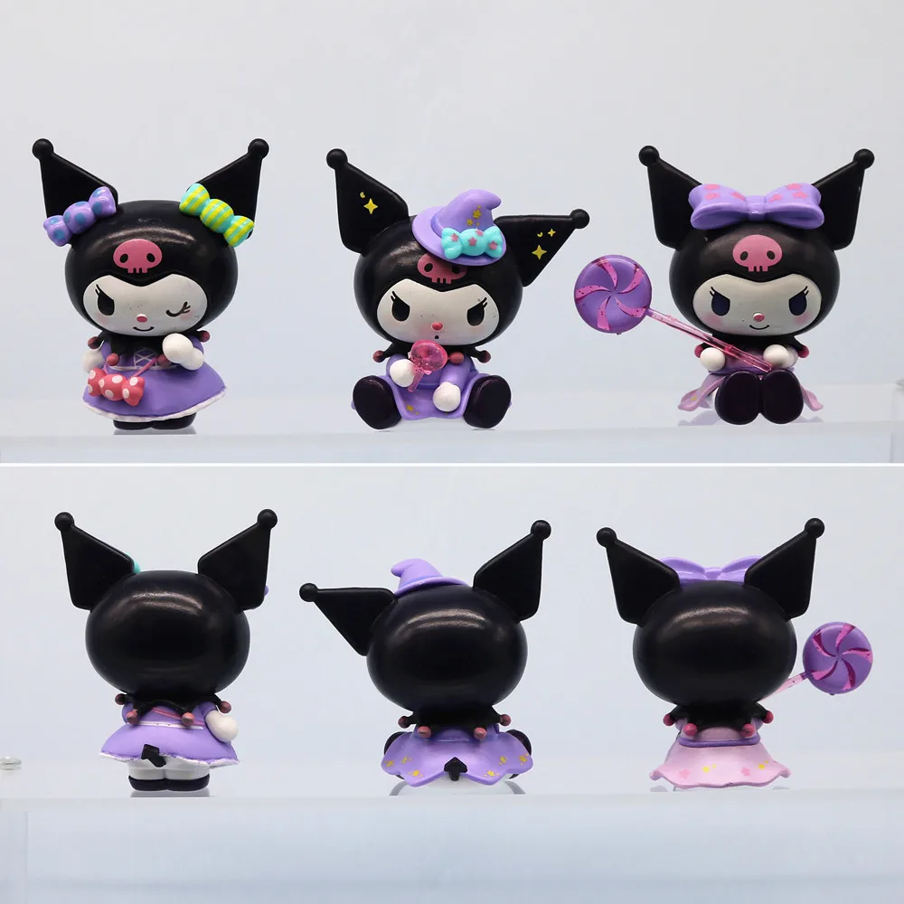 6Pcs/Set Sanrio Figure Cute Kuromi Trick-or-treating Series Toys PVC Anime Model Doll Ornaments Decoration Gifts for Children