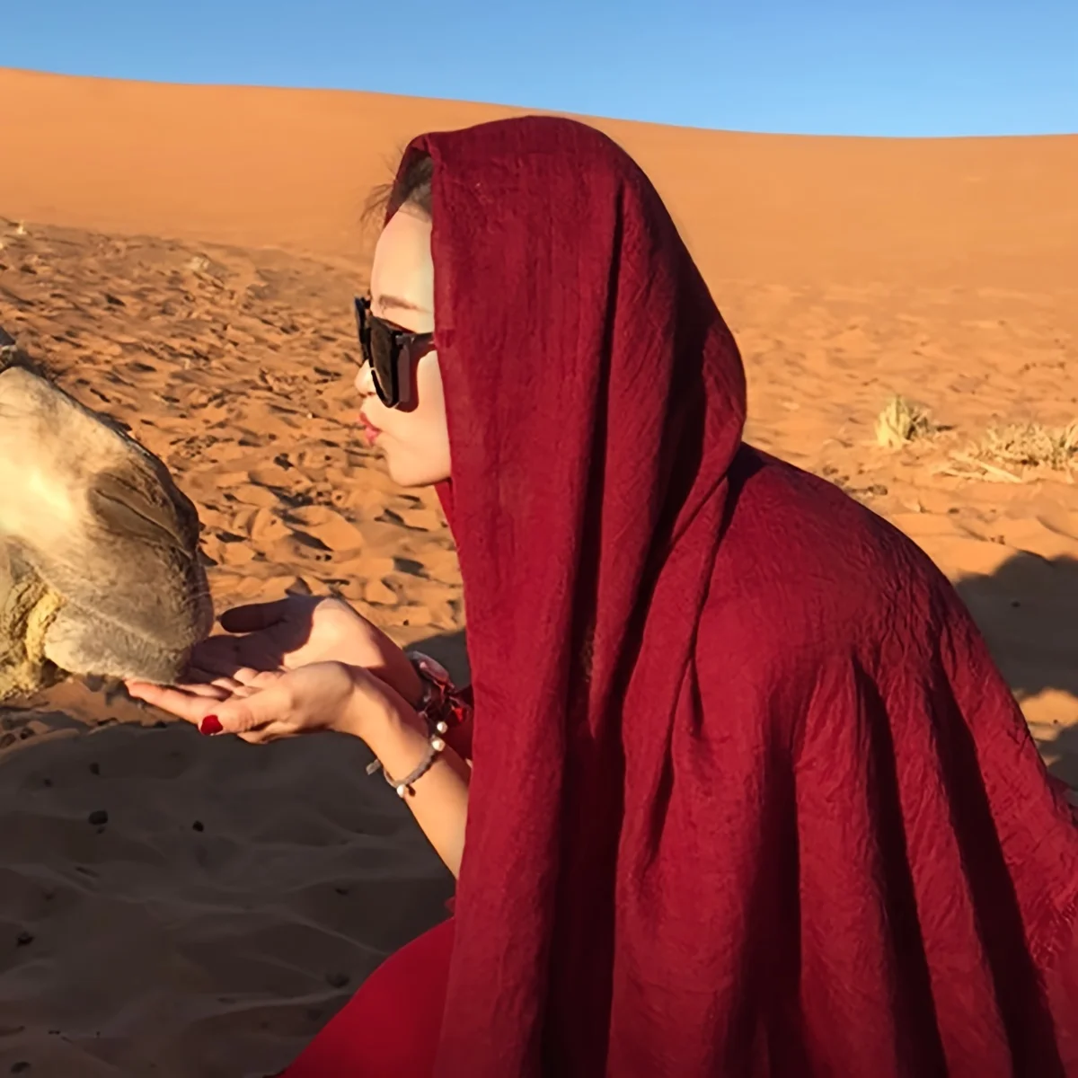 Bohème Style Solid Color Scarf, Lightweight Breathable Windproof Beach and Desert Travel Stole, Sun Protection Cloak